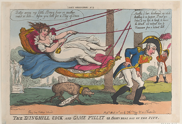 Thomas Rowlandson, The Dunghill Cock and Game Pullet or Boney Beat Out of the Pitt