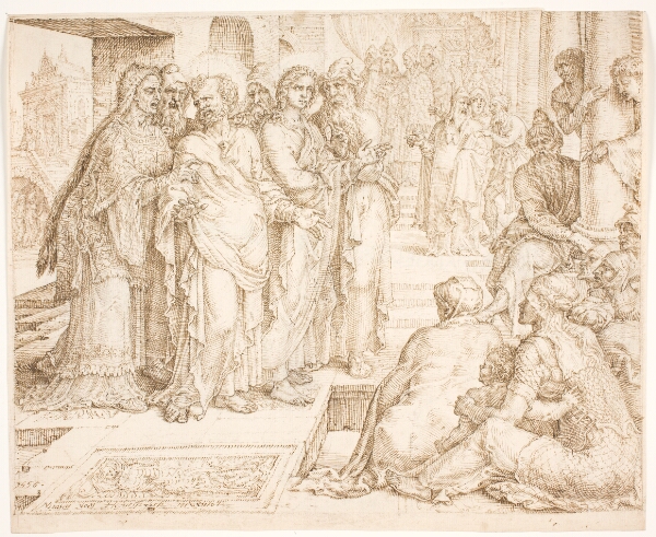 Maarten van Heemskerck, Peter og Johannes tages til fange af præsterne og saddukæerne