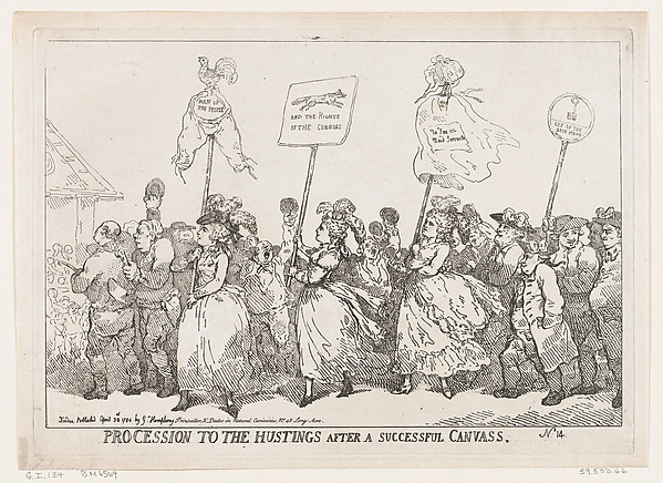Thomas Rowlandson, Procession to The Hustings After A Successful Canvass