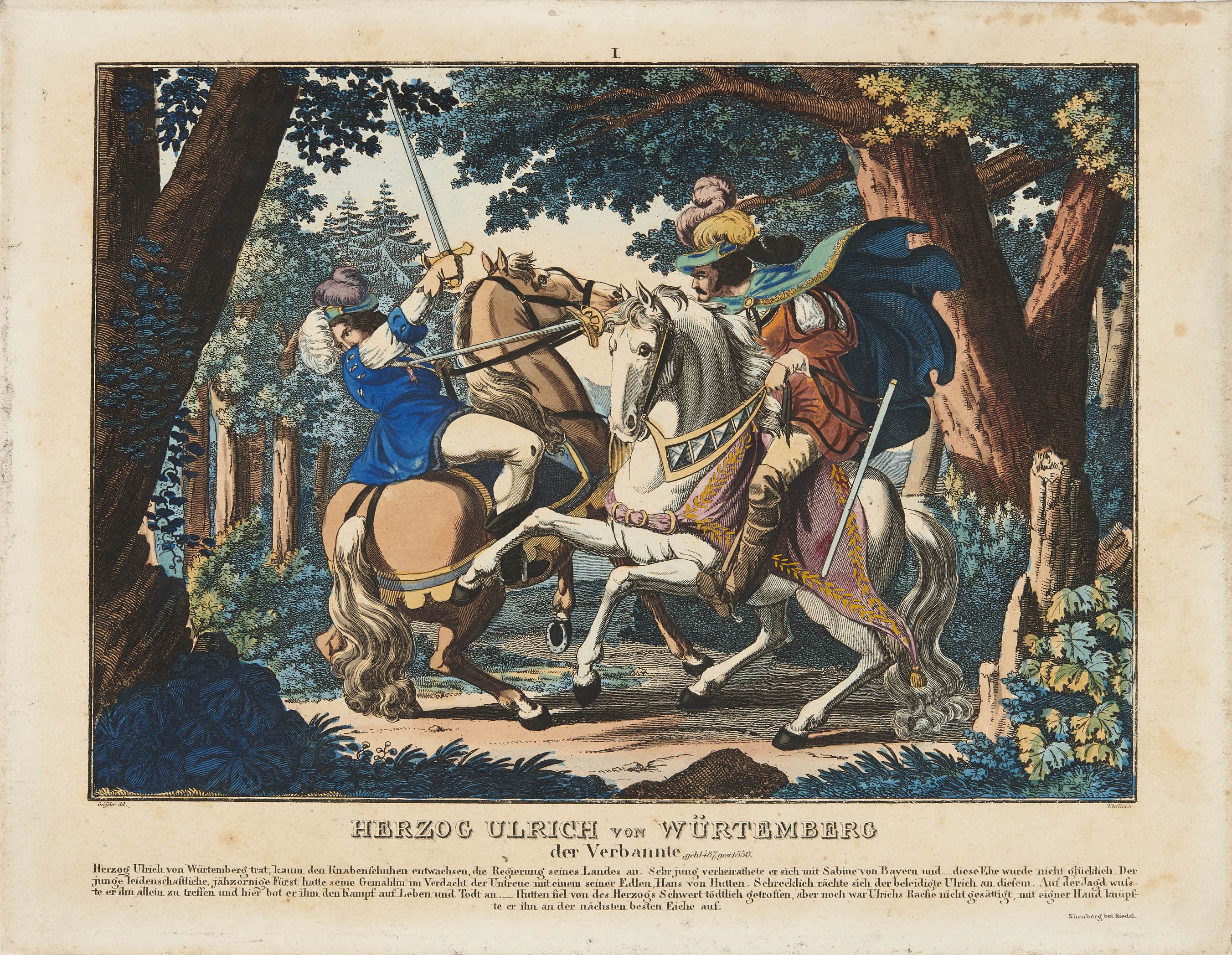Johann Michael Eberlein, "Herzog Ulrich von Würtemberg der Verbannte", Blatt 1