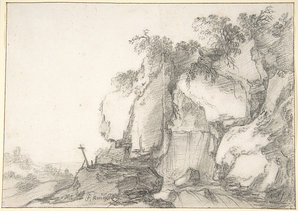 Francois van Knibbergen, Rocks Overgrown with Bushes