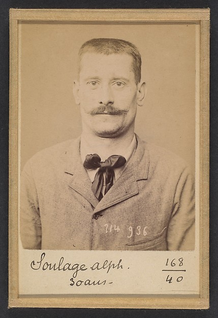 Alphonse Bertillon, Soulage. Alphonse, Charles. 30 ans, né à Lyon. Menuisier. Anarchiste. 1/3/94.