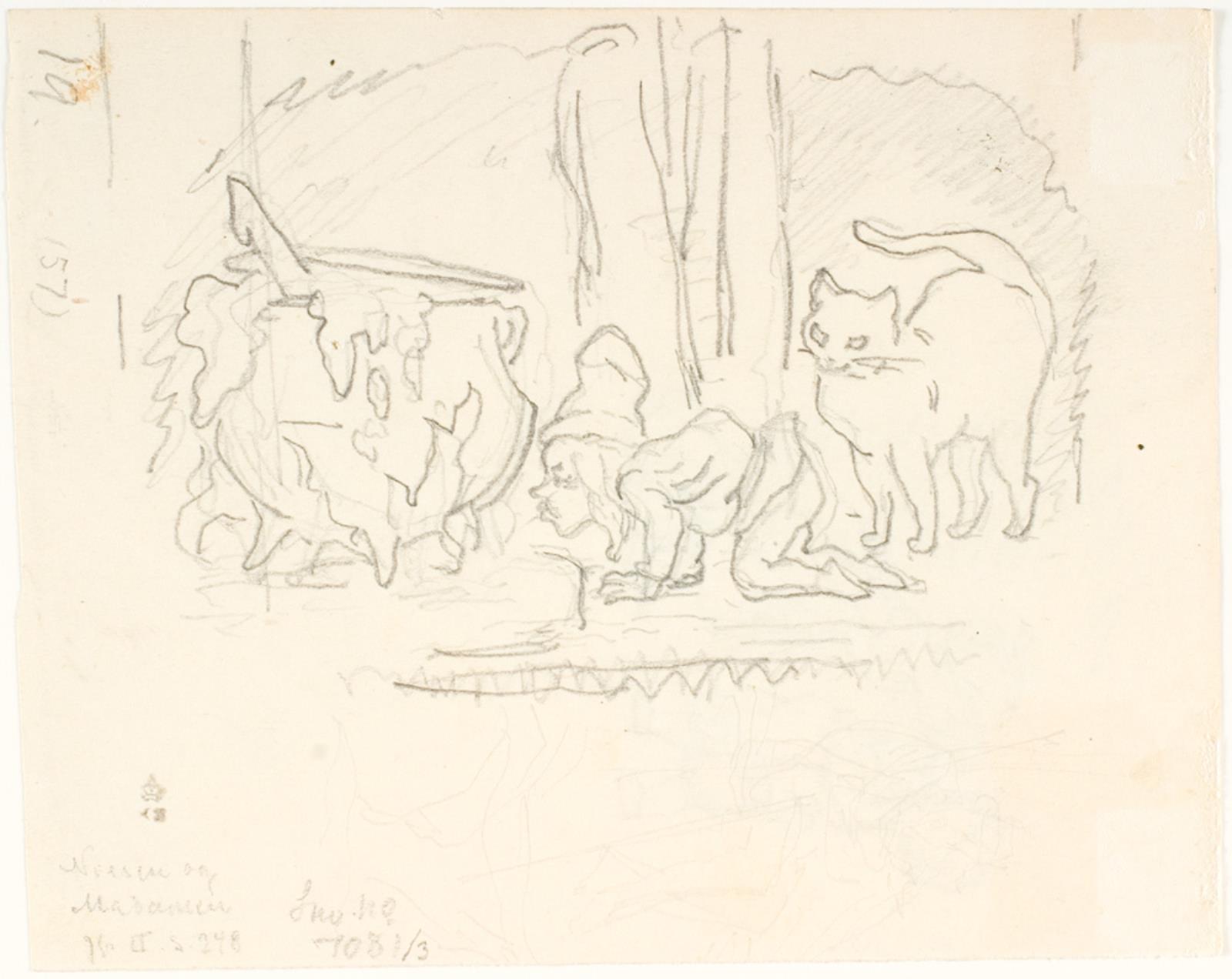 Lorenz Frølich, Illustrationsudkast til H.C. Andersen, Nissen og Madammen