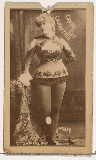 W. Duke, Sons & Co., Card Number 219, Sutherland, from the Actors and Actresses series (N145-1) issued by Duke Sons & Co. to promote Cross Cut Cigarettes