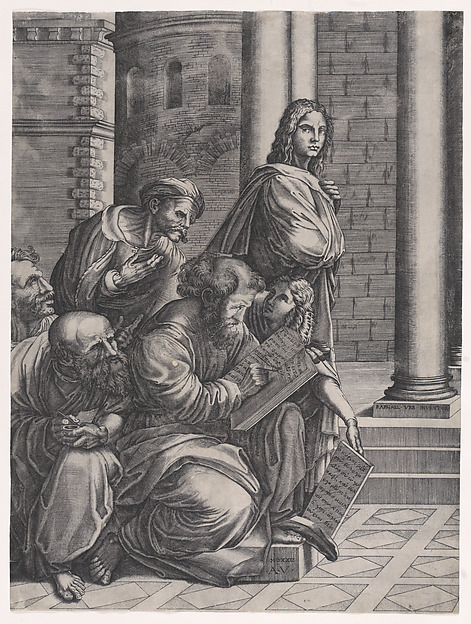 Agostino Veneziano (Agostino dei Musi), The Group, from Raphael's "School of Athens"