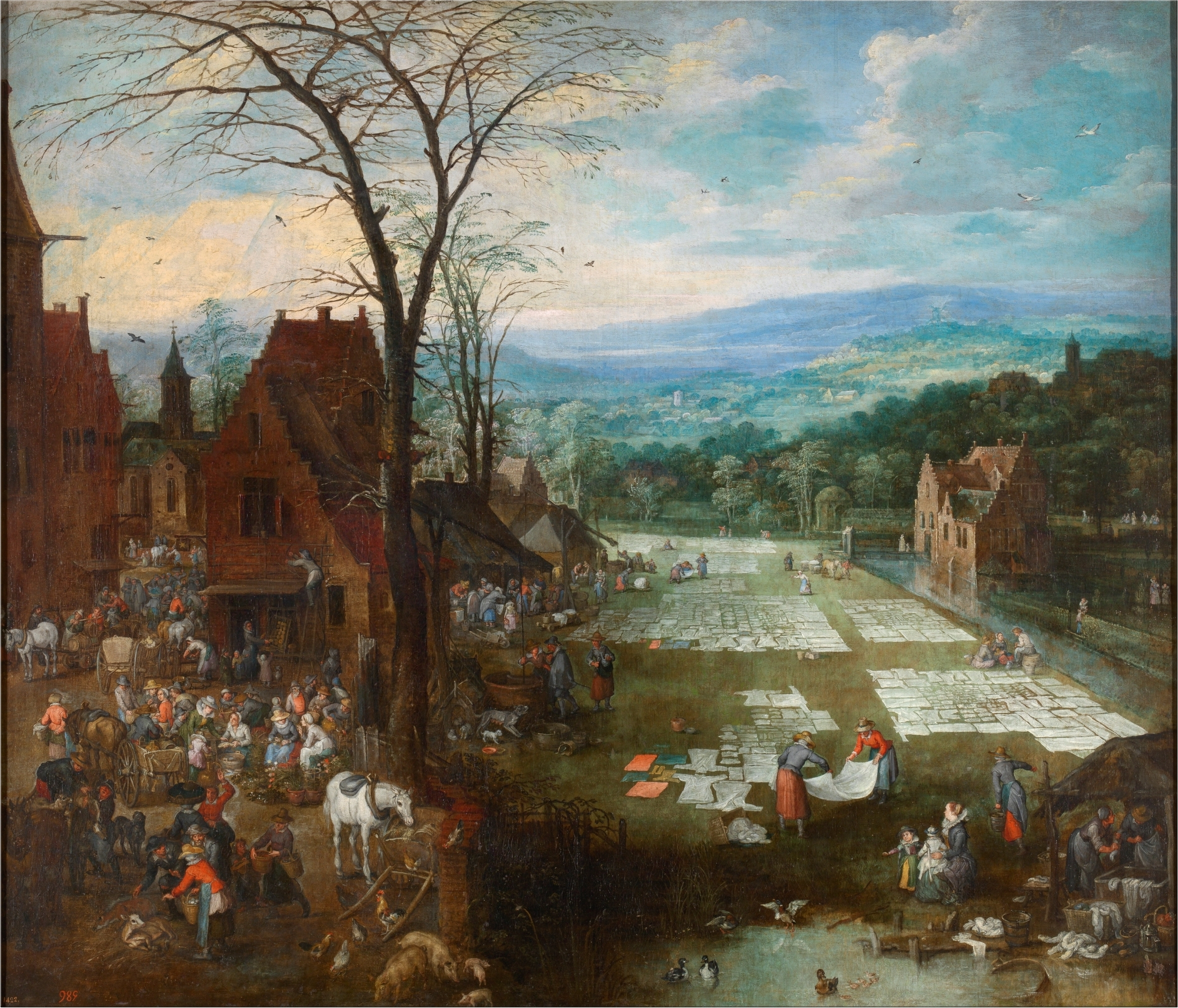 Jan Brueghel the Elder, Flemish Market and Washing Place