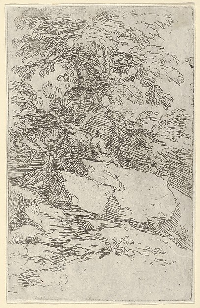 Salvator Rosa, Landscape with a figure seated on a rock