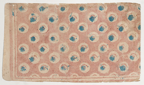 Anonymous, Pink sheet with blue dot pattern