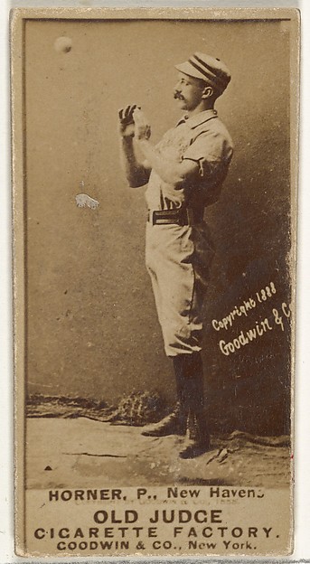 Goodwin & Company, William "Jack" Frank Horner, Pitcher, New Haven, from the Old Judge series (N172) for Old Judge Cigarettes