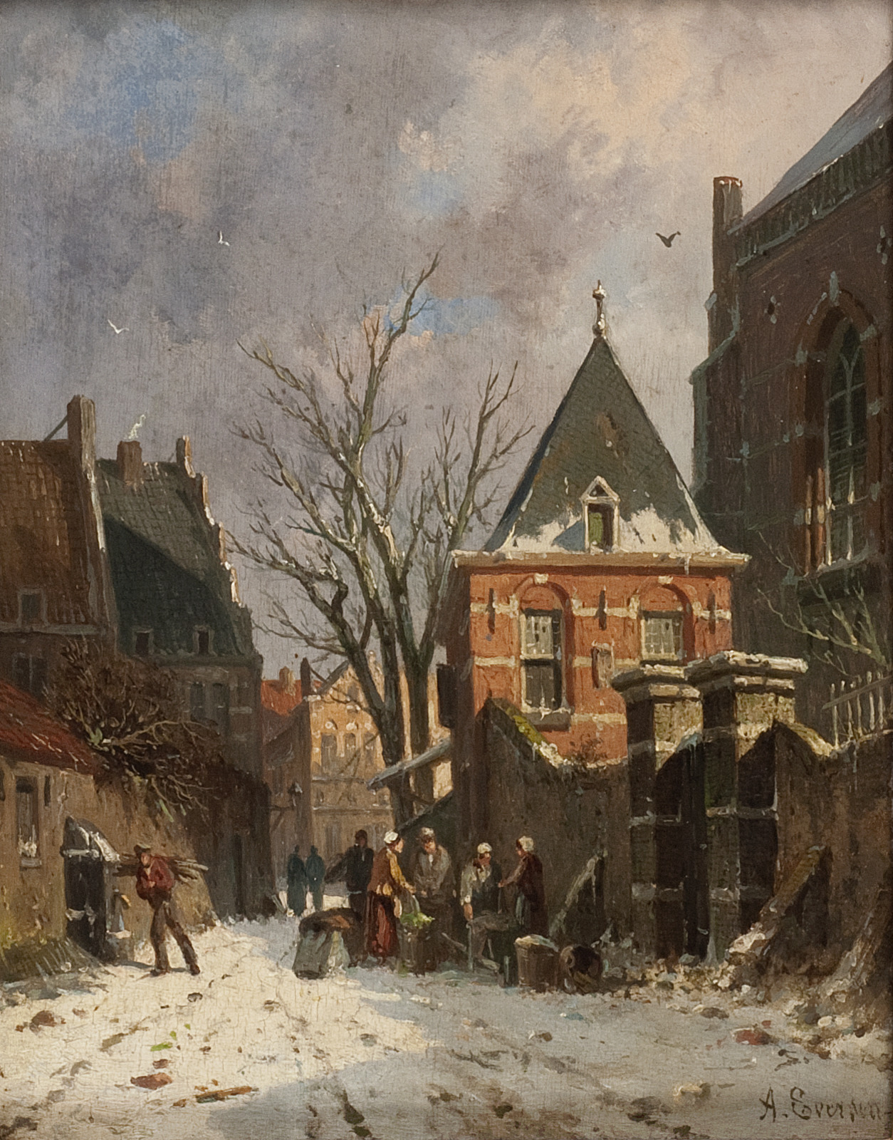 Adrianus Eversen, Cityscape in winter