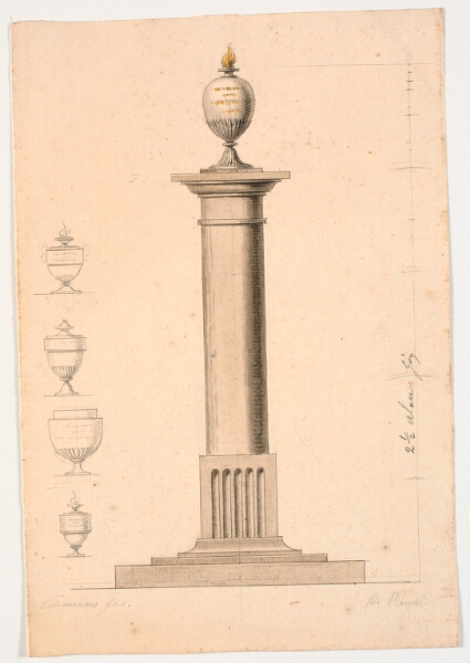 J.F. Clemens, Udkast til et monument. Urne på en søjle