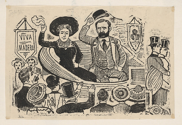 José Guadalupe Posada, President Madero and his wife entering Mexico City