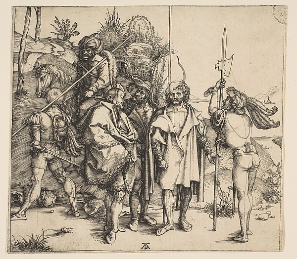 Albrecht Dürer, Five Foot Soldiers and a Mounted Turk