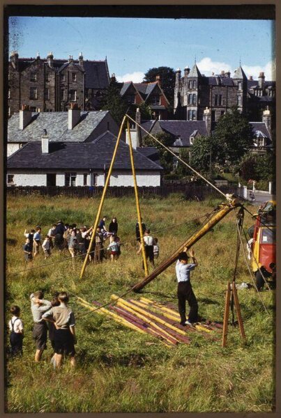 Hinde, John Wilfrid, men and boys setting up a large tent