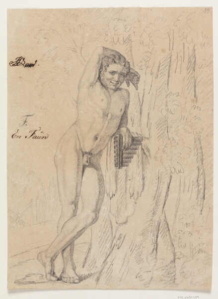 Albert Küchler, Faun med panfløjte (syrinx), lænet op ad et træ