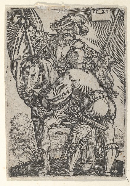 Barthel Beham, Riding Standard Bearer and a Foot Soldier