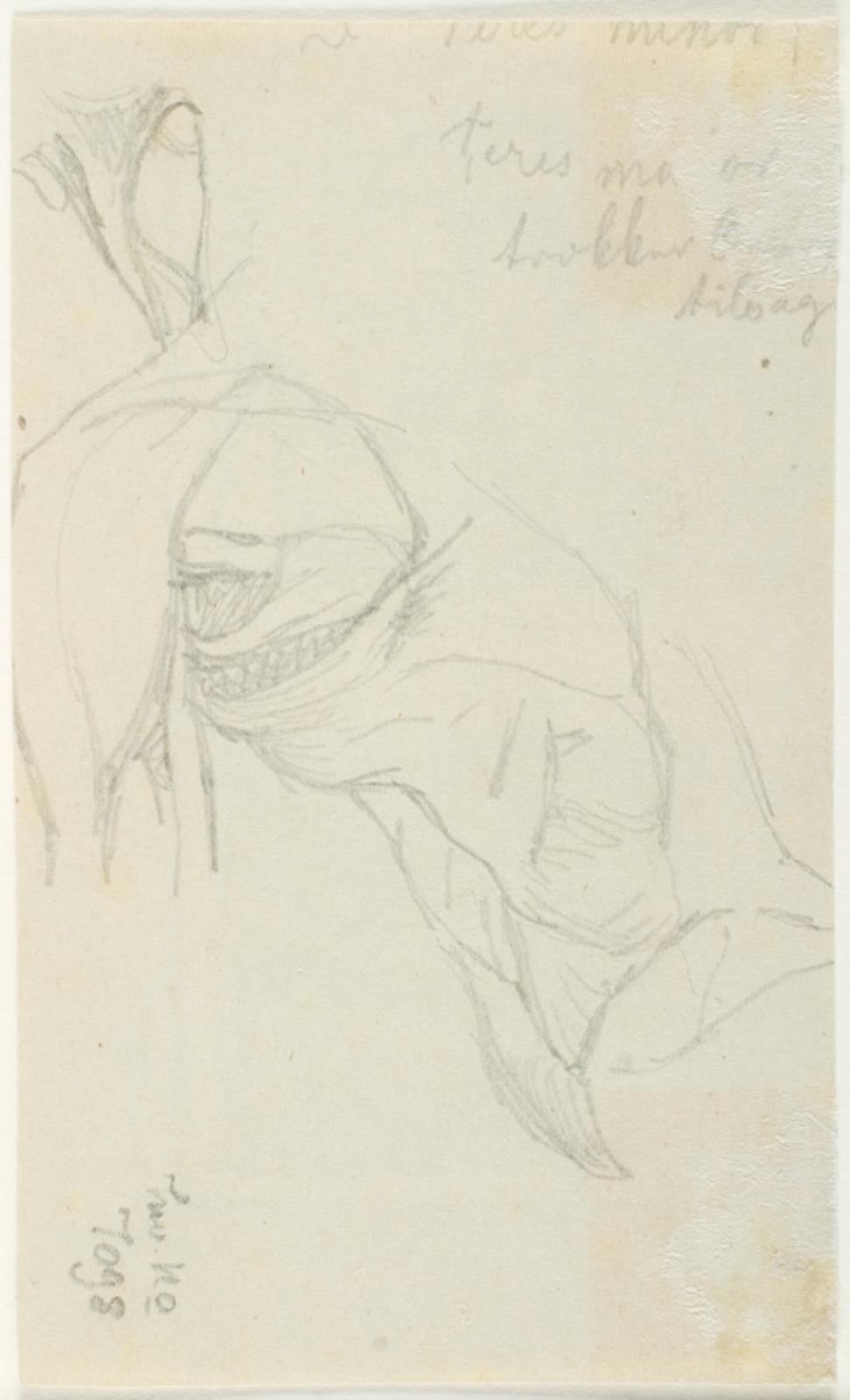 Lorenz Frølich, Blyantsstudie og påskrifter