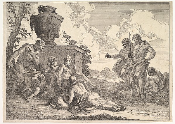 Francesco Fontebasso, Satyr with Club and Seven Figures, from "Bacchanals and Histories"
