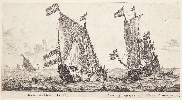 Reinier Zeeman, To skibe for sejl, det ene en jagt fra de hollandske stater