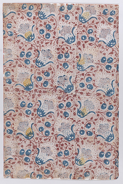 Anonymous, Sheet with overall dot, floral, and vine pattern