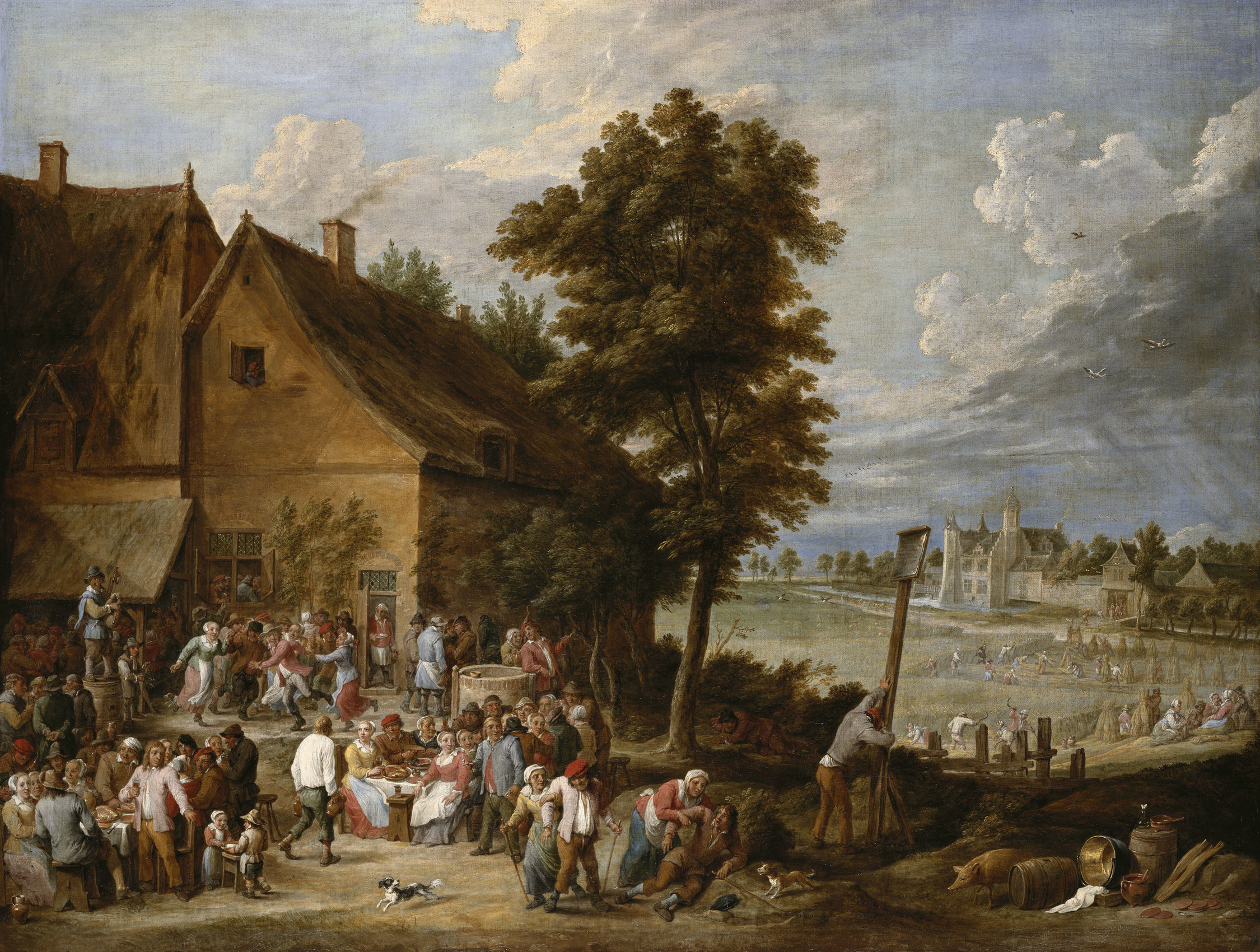 David Teniers the Younger, A Feast at Harvest-Time, with the House of Drij Toren in the Background