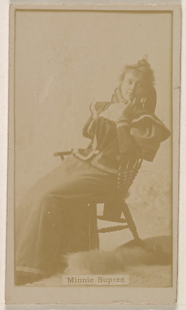 Kinney Brothers Tobacco Company, Minnie Supree, from the Actresses series (N245) issued by Kinney Brothers to promote Sweet Caporal Cigarettes
