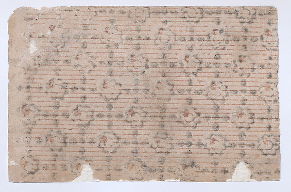 Anonymous, Sheet with stripe and floral pattern