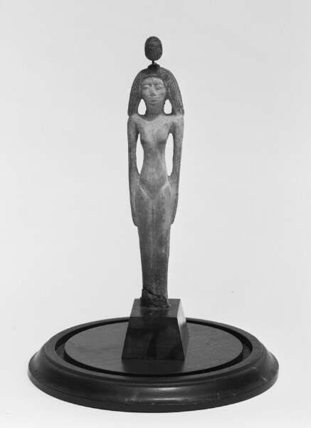 Unknown, Imitation Egyptian Terracotta Statuette of a Girl; Scarab of Thutmosis