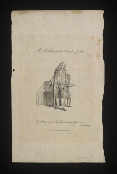 Unknown, Mr Sheridan in the Character of Cato