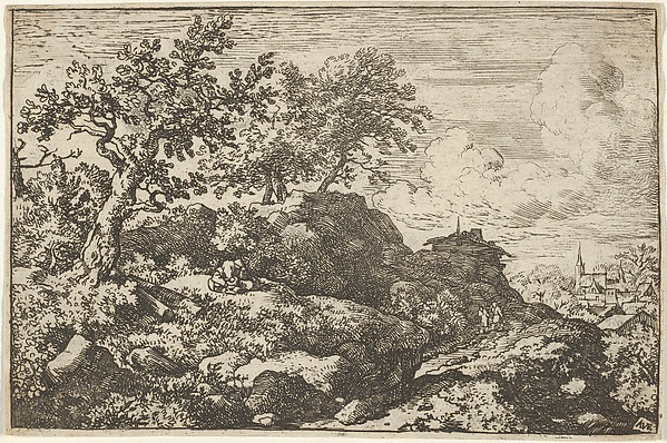 Allart van Everdingen, The Two Peasants Seated on the Hill