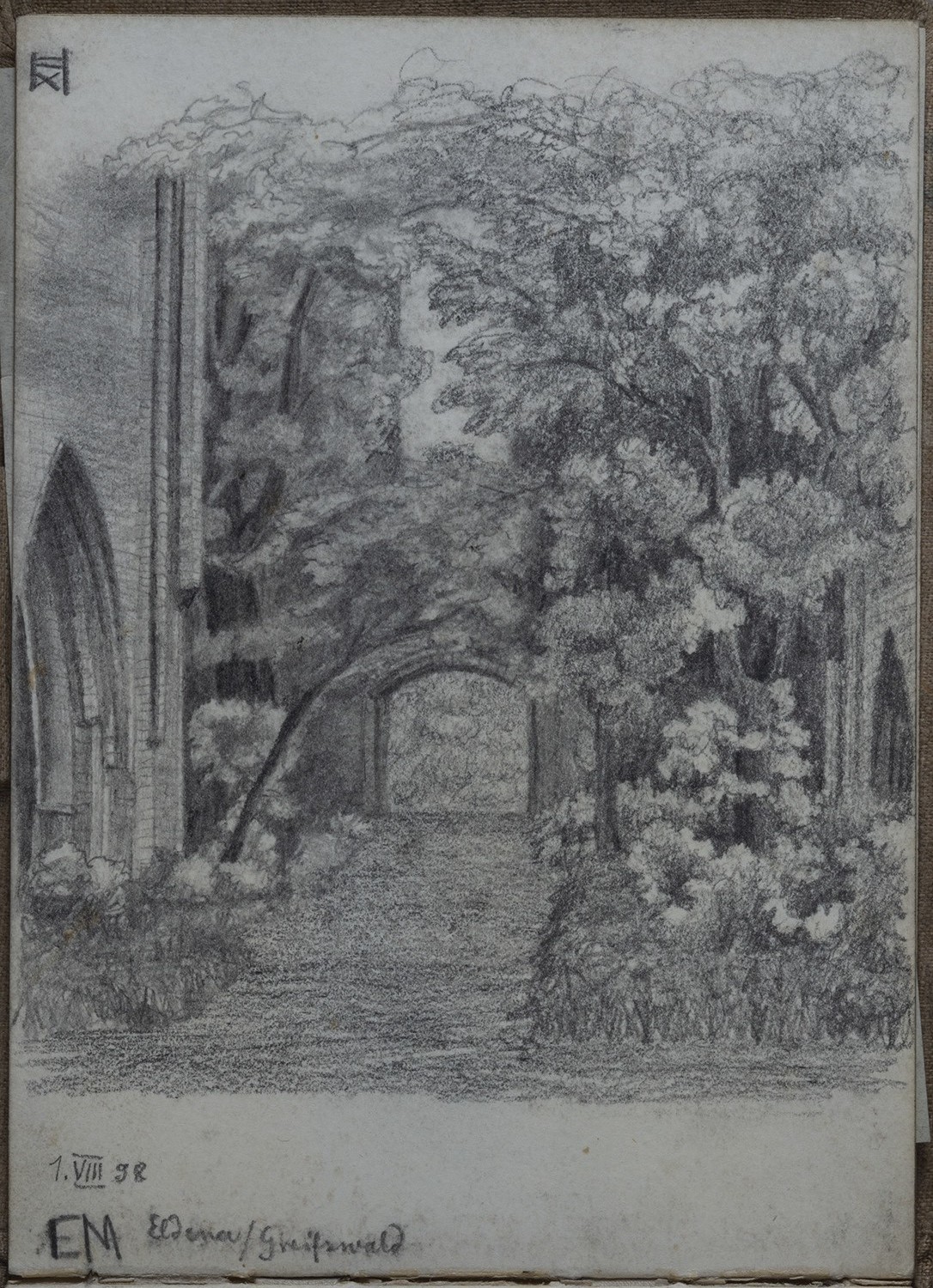 Ernst Morgenstern, Eldena bei Greifswald: Klosterruine (Skizzenbuch Ernst Morgenstern, Bl. XII)