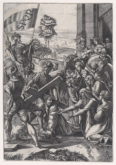 Agostino Veneziano (Agostino dei Musi), The Bearing of the Cross