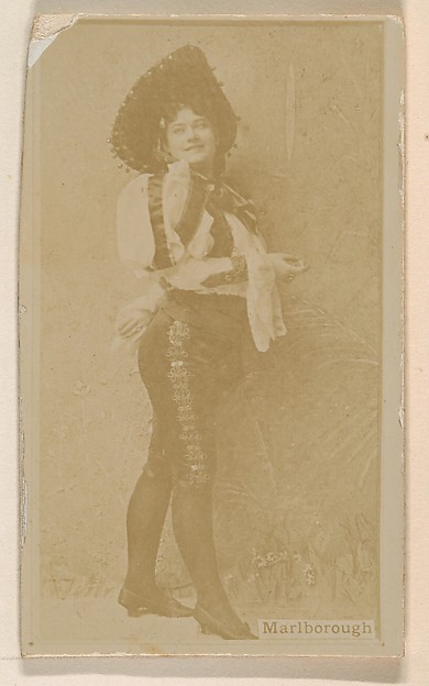 Kinney Brothers Tobacco Company, Miss Marlborough, from the Actresses series (N245) issued by Kinney Brothers to promote Sweet Caporal Cigarettes