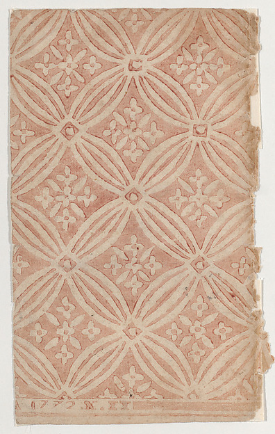 Anonymous, Sheet with overall red floral pattern