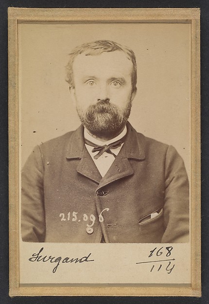 Alphonse Bertillon, Surgand. Alphonse. 21 ans, né à Lyon. Réparateur de chaussures. Anarchiste. 4/3/94.