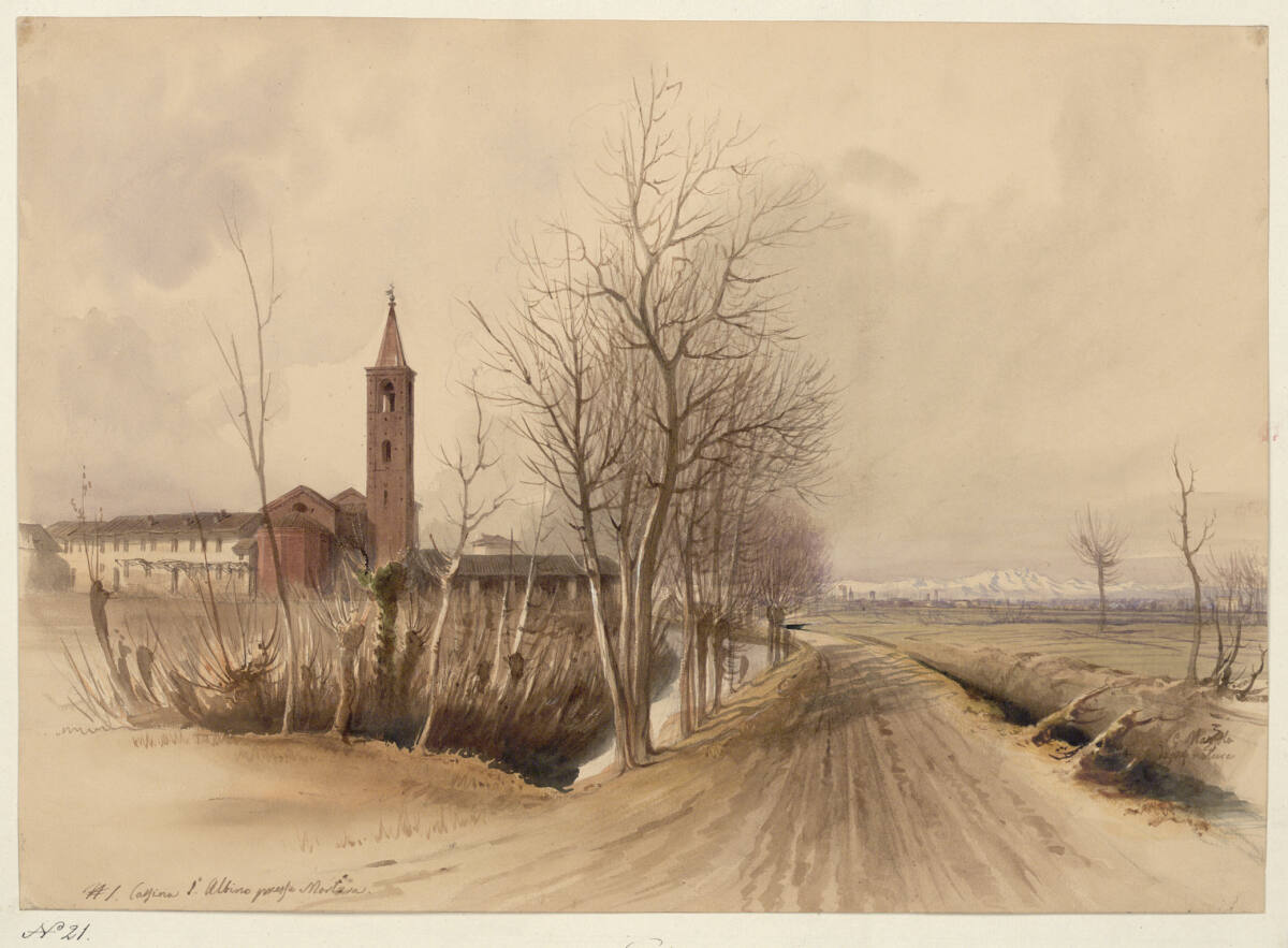 GiuseppeMazzola, Ansicht der Cascina San Albino bei Mortara
