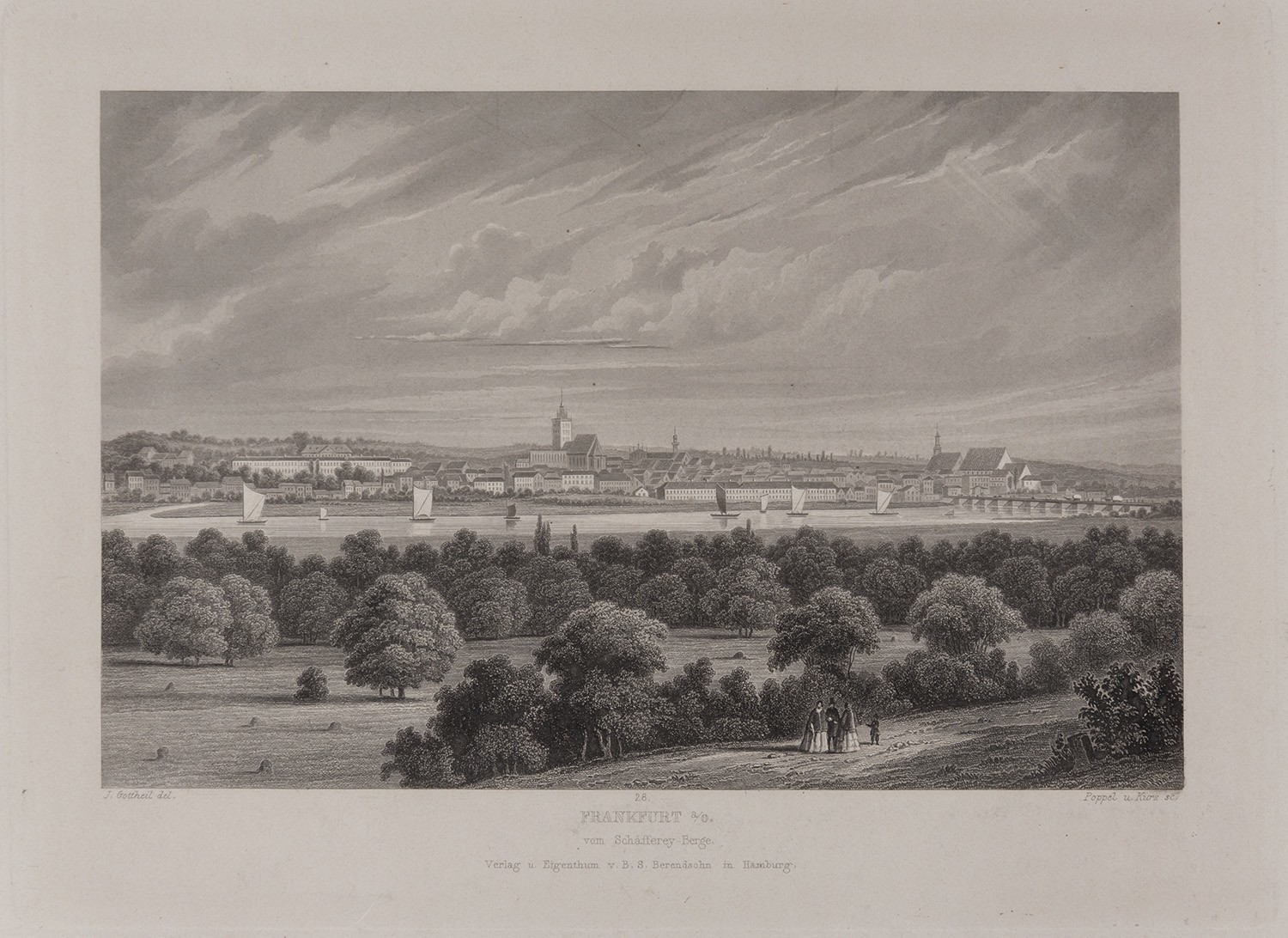 B. S. Berendsohn (Hamburg), Frankfurt (Oder): Stadtansicht von Südosten (Brandenburgisches Album, Blatt 28)