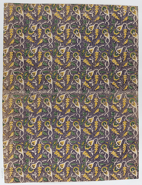 Anonymous, Book cover with overall yellow and green floral pattern