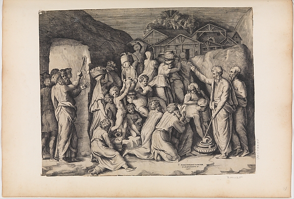 Giulio Bonasone, Moses Telling the Israelites to Gather Manna and Moses Striking the Rock