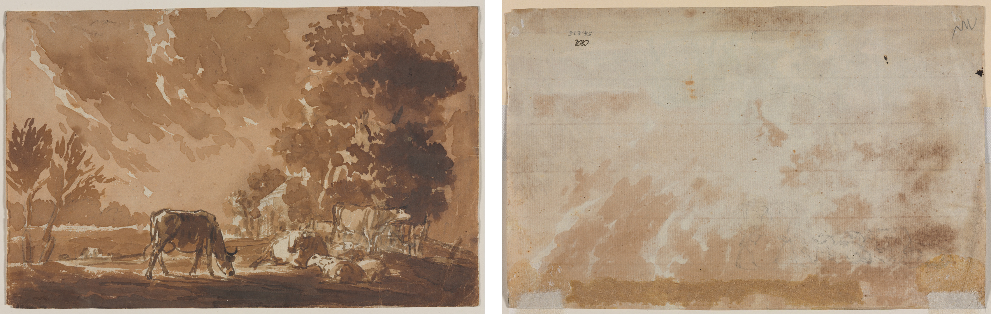 Jules Dupré, Landscape with Cattle (recto) Cattle (verso)