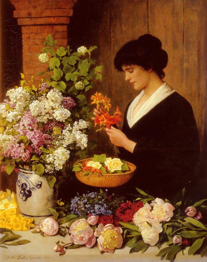 Otto Scholderer, girl with flowers