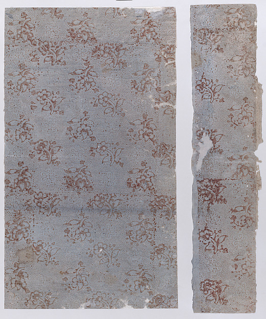 Anonymous, Two sheets with overall floral and dot pattern