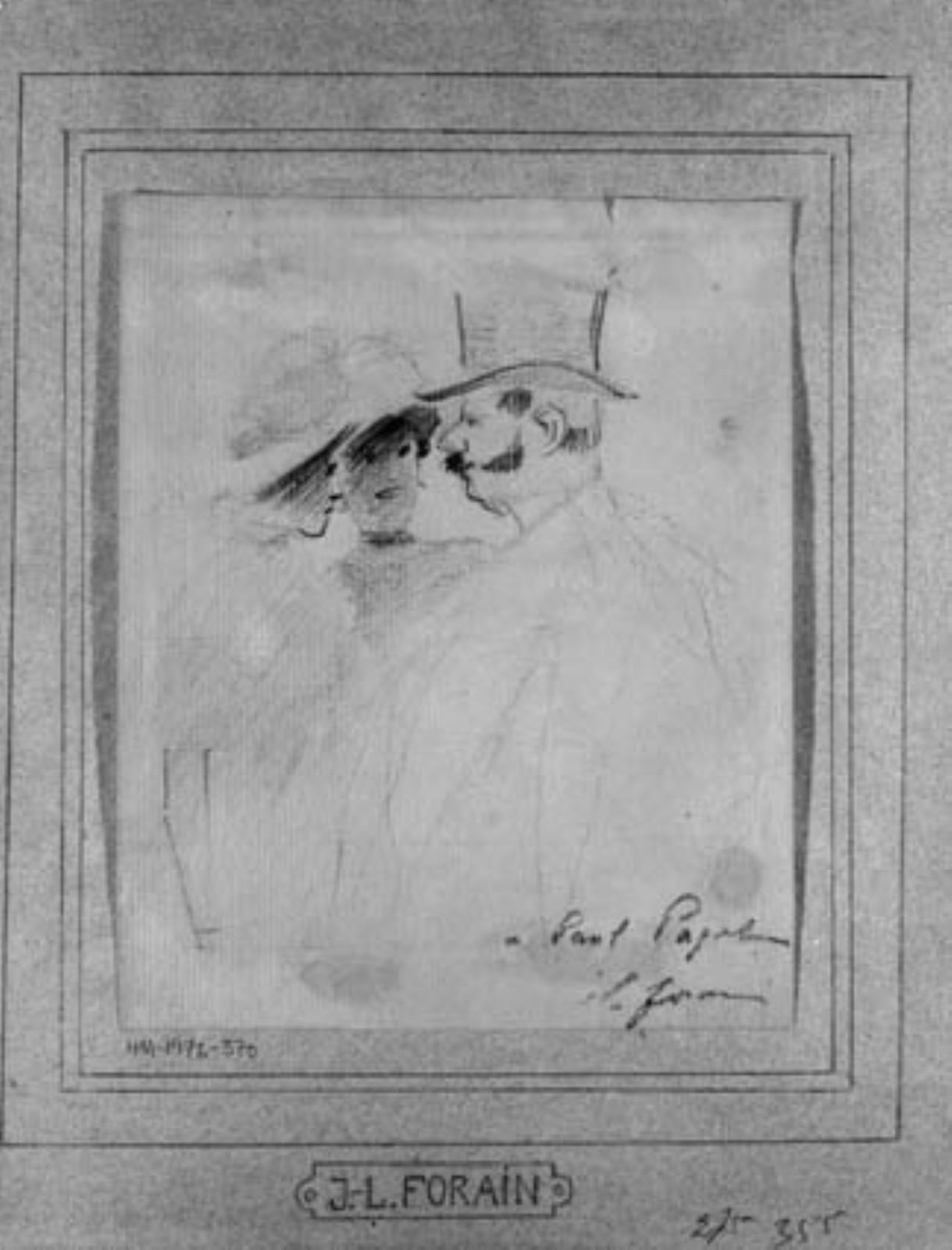 Jean Louis Forain, En herre i høj hat i samtale med to kvinder