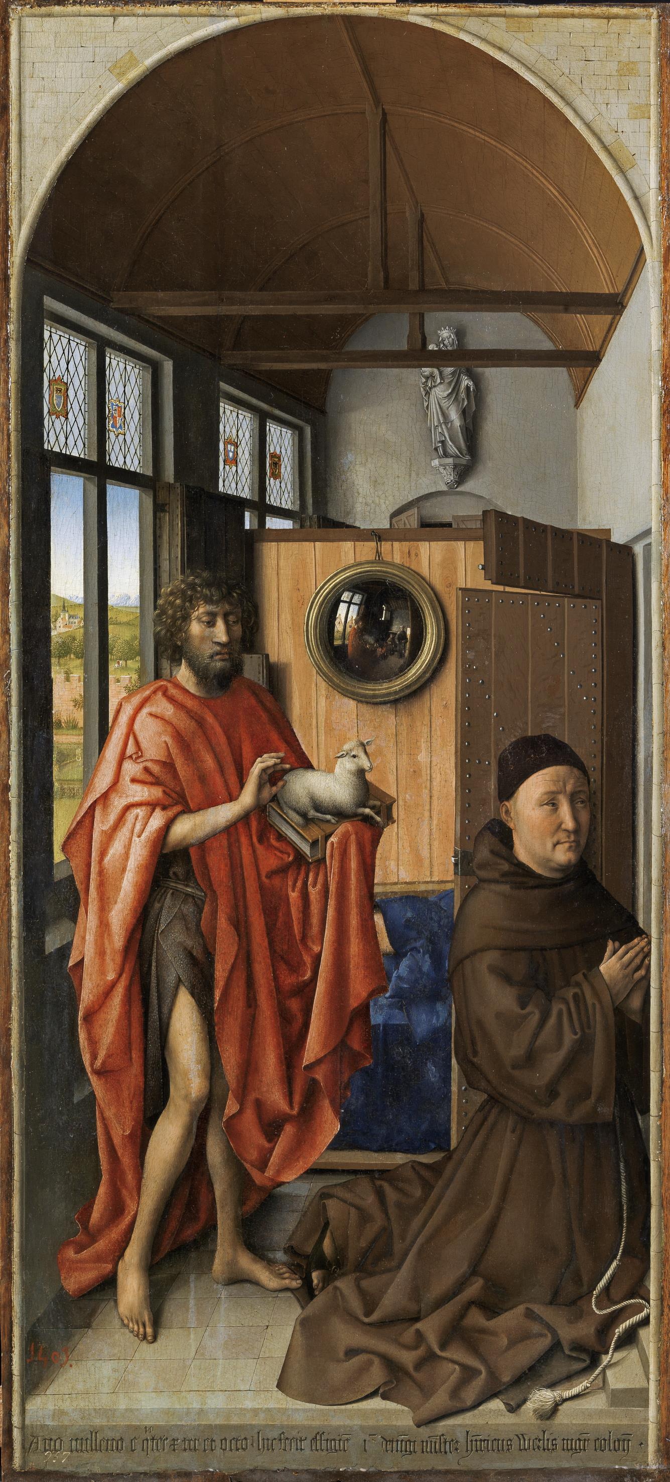 Robert Campin, Donor Henri de Werl, protected by St. John the Baptist