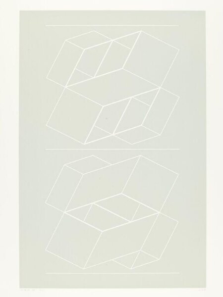 Josef Albers, Plate 6 from the suite of ten entitled 'White Embossing on Gray'.