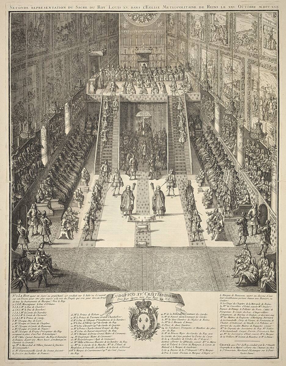 Anonym, Krönung von Ludwig XV. zum König von Frankreich in der Kathedrale von Reims am 25. Oktober 1722