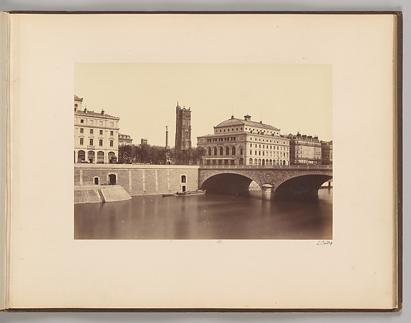 Edouard Baldus, [View of the Pont au Change and the buildings on Place du Chàtelet, with the Tour Saint-Jacques in the background]