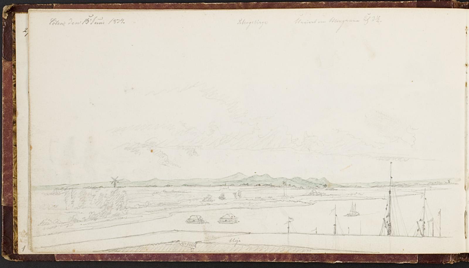 Martinus Rørbye, Udsigt mod Siebengebirge. Rhinlandskab