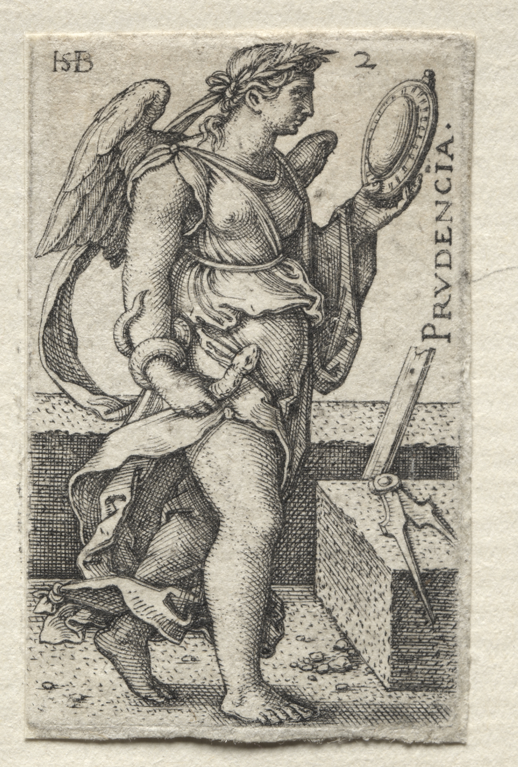 Hans Sebald Beham, The Knowledge of God and the Seven Cardinal Virtues:  Prudence - Prudencia