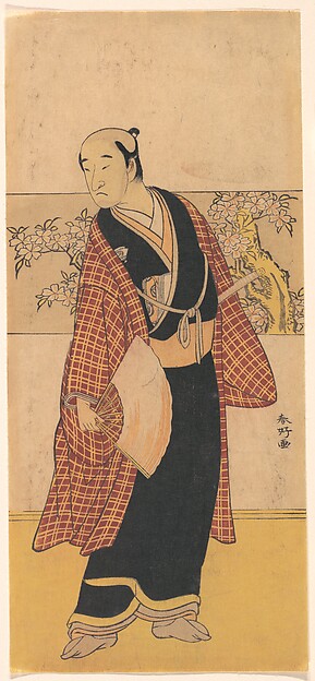 Katsukawa Shunkō, An Unidentified Actor Stands with an Open Fan in His Hand